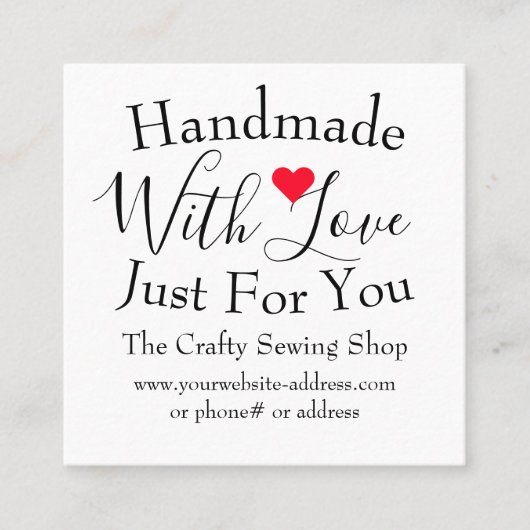 . .愛する小型手芸用品で手作り スクエア名刺 (正面)
