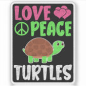 愛する平和ウミガメかわいい動物動物ウミガメ恋人 シール (正面)