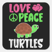 愛する平和ウミガメかわいい動物動物ウミガメ恋人 スクエアシール (正面)