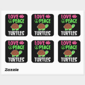 愛する平和ウミガメかわいい動物動物ウミガメ恋人 スクエアシール (シート)
