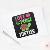 愛する平和ウミガメかわいい動物動物ウミガメ恋人 スクエアシール (封筒)