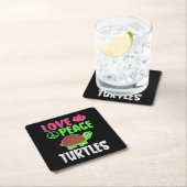 愛する平和ウミガメかわいい動物動物ウミガメ恋人 スクエアペーパーコースター (インサイチュ)