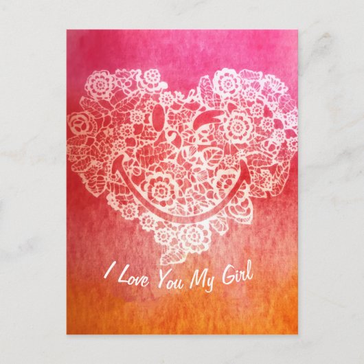 愛する幸せな花ハート絵文字笑顔顔 シーズンポストカード (正面)