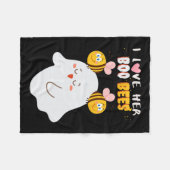 愛する彼女のブビーチ面白いハロウィンカップル夫B フリースブランケット (正面(横))