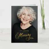 愛する思い出に書の葬儀の写真 箔グリーティングカード (正面)