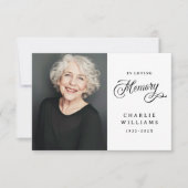 愛する思い出に書の葬儀の白い写真 サンキューカード (正面)