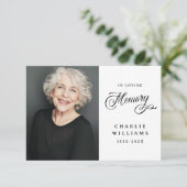 愛する思い出に書の葬儀の白い写真 サンキューカード (スタンド正面)