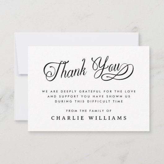 愛する思い出に書の葬儀の白い写真 サンキューカード (裏面)