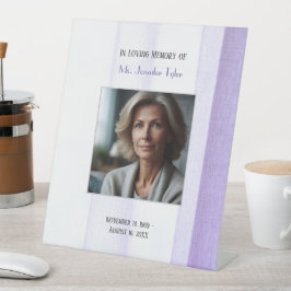 愛する思い出に紫の葬式エレガント追悼碑 台座サイン