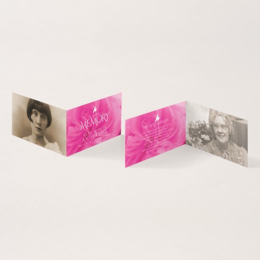 愛する思い出に葬るピンクのバラの詩カード (内部&外部)