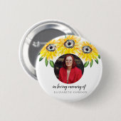 愛する思い出のひまわり葬儀写真フローラ 缶バッジ (正面&裏面)