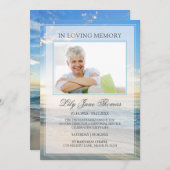 愛する思い出のエレガントビーチの写真葬 招待状 (正面/裏面)