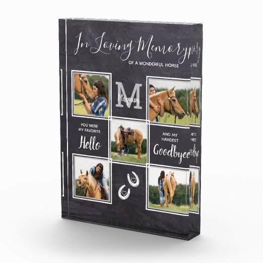 愛する思い出のパーソナライズされた中でペット馬記念碑 フォトブロック (右)