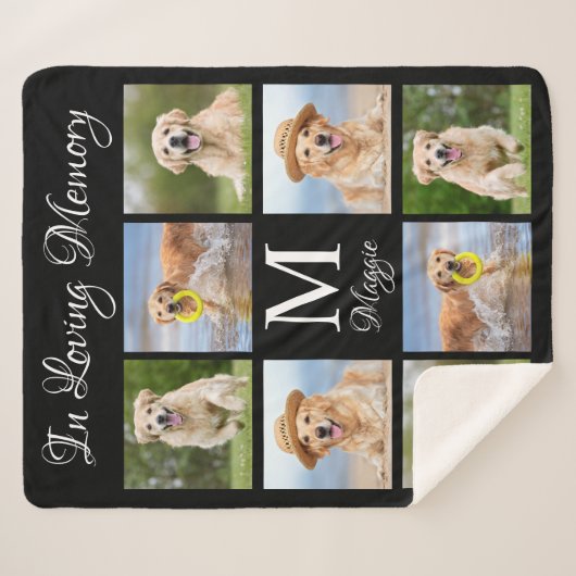 愛する思い出の中でペットの記念写真コラージュ シェルパブランケット (正面(横))