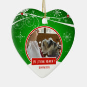 愛する思い出の中でペットの赤緑のクリスマスハート セラミックオーナメント (右)