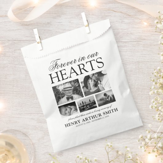 愛する思い出の中で写真葬儀記念 フェイバーバッグ (クリップ留めされた状態)