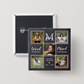 愛する思い出の中で葬儀の記念写真コラージュ 缶バッジ (正面&裏面)