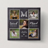 愛する思い出の中で葬儀の記念写真コラージュ 缶バッジ (正面)