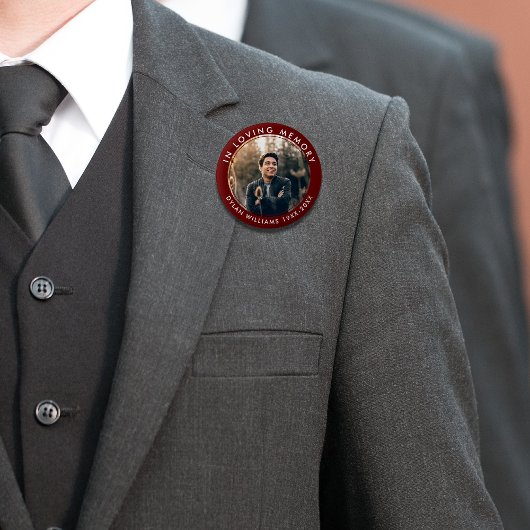 愛する思い出の中で葬儀メモリアル写真赤 缶バッジ