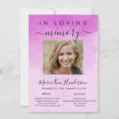 愛する思い出の中で葬儀記念ピンクの写真 招待状 (正面)