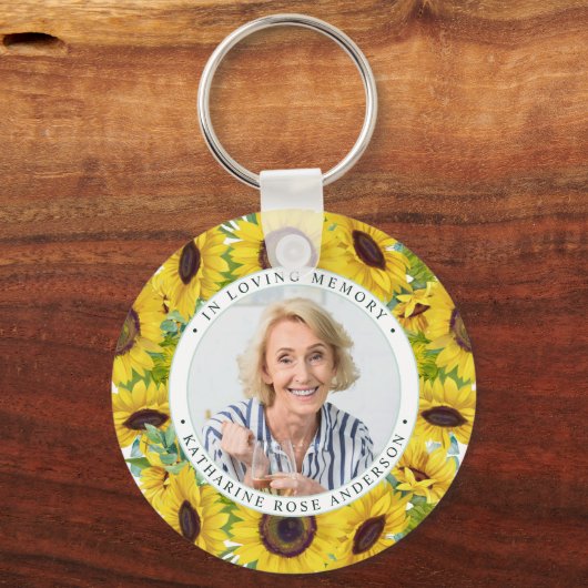 愛する思い出の中の葬儀ひまわり写真記念 キーホルダー (正面)