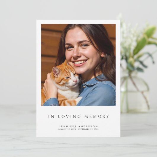 愛する思い出の中2モダン写真の葬儀/メモリアル サンキューカード (スタンド正面)