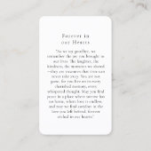 「愛する思い出の中」写真葬儀記念祈りの言葉 名刺 (裏面)