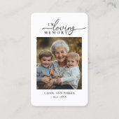 「愛する思い出の中」写真葬儀記念祈りの言葉 名刺 (正面)