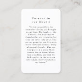 「愛する思い出の中」写真葬儀記念祈りの言葉 名刺 (裏面)