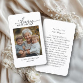 「愛する思い出の中」写真葬儀記念祈りの言葉 名刺