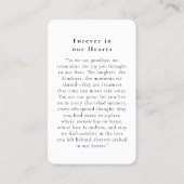 「愛する思い出の中」葬儀写真祈りの言葉 名刺 (裏面)