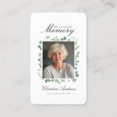 「愛する思い出の中」葬儀写真祈りの言葉 名刺 (正面)