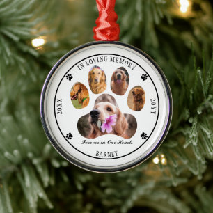 愛する思い出の写真でペットの追悼 – 白 メタルオーナメント