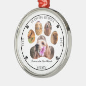 愛する思い出の写真でペットの追悼 – 白 メタルオーナメント (左)