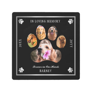 愛する思い出の写真でペット記念ブラックシルバー メタルプリント