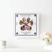 愛する思い出の写真でペット記念 – 白黒 スクエア壁時計 (ホーム)