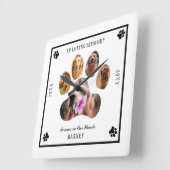 愛する思い出の写真でペット記念 – 白黒 スクエア壁時計 (傾斜)