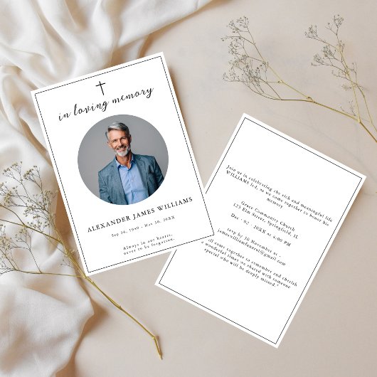 愛する思い出の写真のカトリック葬儀 招待状