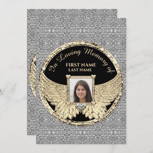 愛する思い出の写真銀と金ゴールド   サンキューカード (正面/裏面)