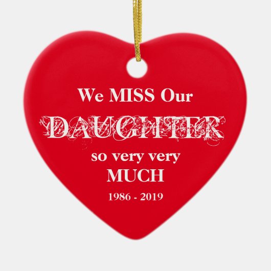 愛する思い出の娘パーソナライズされたクリスマス セラミックオーナメント (正面)
