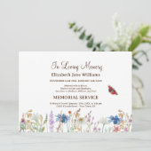 愛する思い出の葬儀ワイルドフラワー&バタフライ 招待状 (スタンド正面)
