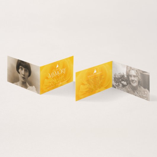 愛する思い出の葬儀黄色のバラの詩カード (内部&外部)