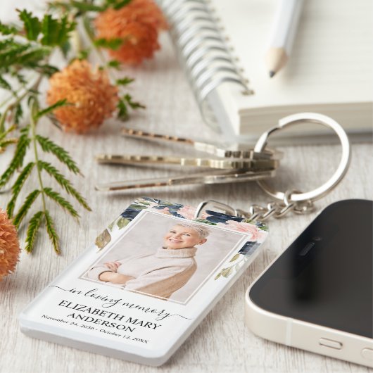 愛する思い出の記念写真ピンクの海軍フローラ キーホルダー (正面右)