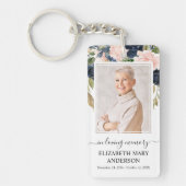 愛する思い出の記念写真ピンクの海軍フローラ キーホルダー (正面)