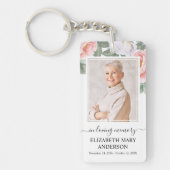 愛する思い出の記念写真ピンク白フローラ キーホルダー (正面)