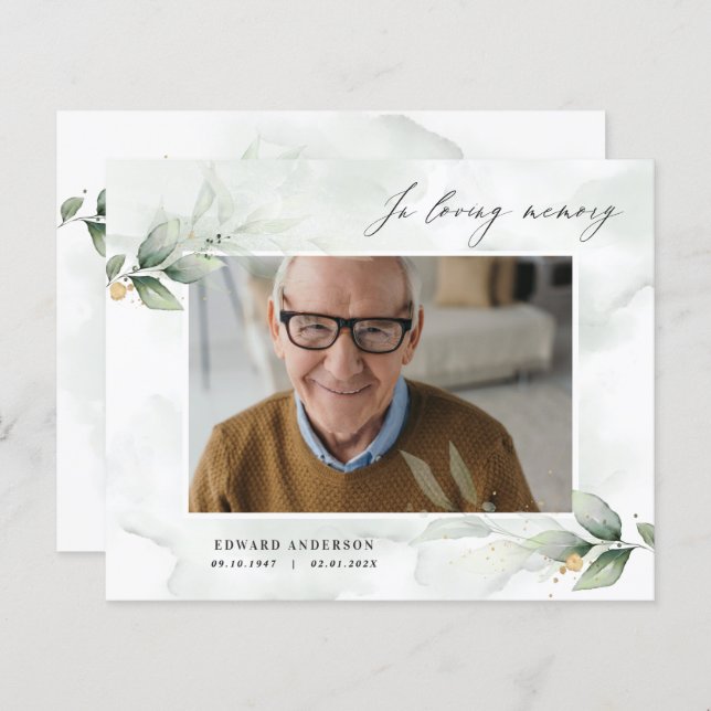 愛する思い出エレガントの葬儀のユーカリ写真 (正面/裏面)