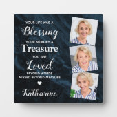 愛する思い出パーソナライズされた3 Photo Blue Memorial フォトプラーク (正面)