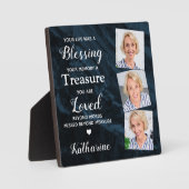 愛する思い出パーソナライズされた3 Photo Blue Memorial フォトプラーク (正面)