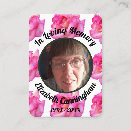 愛する思い出フォトピンクのバラと詩の記念撮影 コーリングカード (正面)
