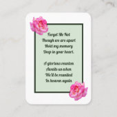 愛する思い出フォトピンクのバラと詩の記念撮影 コーリングカード (裏面)